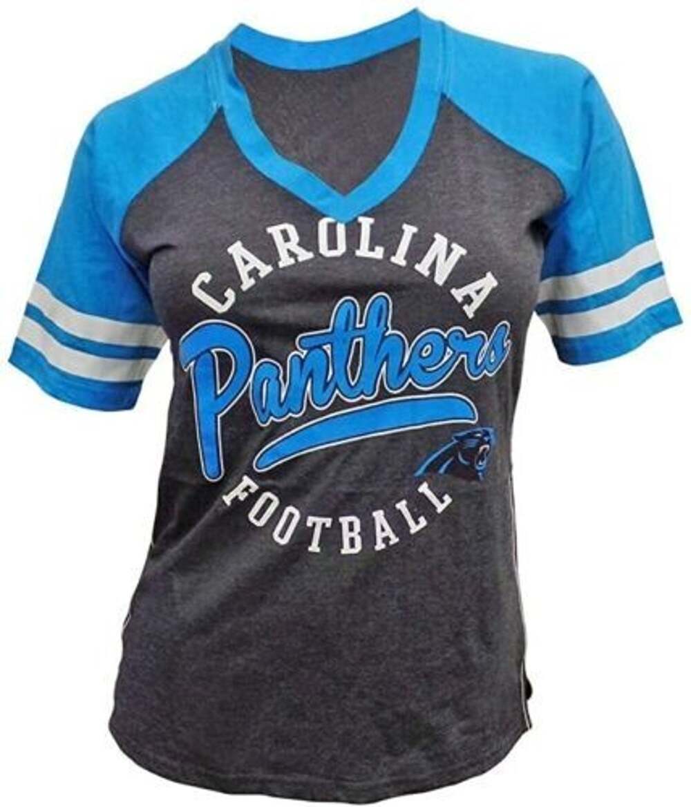 G-III Sports Women's Carolina Panthers NFL V-Neck Fastball T-Shirt